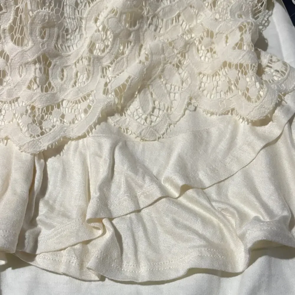 Art Class S 6/6x Ivory Lace Ruffle peplum sleeveless top very soft nwt